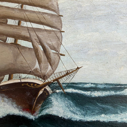 Traditional Seascape Oil Painting "Clipper Ship" Vintage Artwork Holland Art Shop