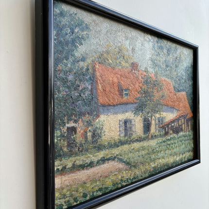 Rustic Farm Oil Painting "Red Roof" Refined Artwork Holland Art Shop