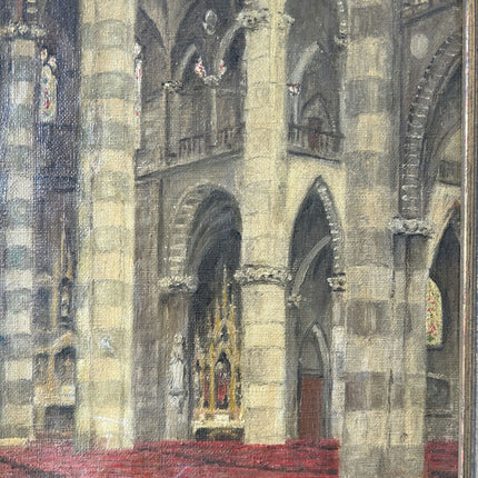 Handcrafted Church Interior Oil Painting "Gilded Frame" Rustic Small Artwork Holland Art Shop