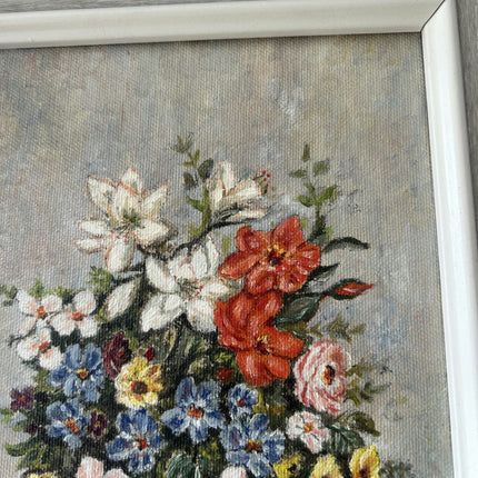Original Flowery Still Life Oil Painting "Flower Bouquet" Elegant Small Art Holland Art Shop