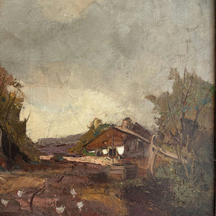 Handcrafted Farm Oil Painting "Village Houses" Rustic Art Holland Art Shop