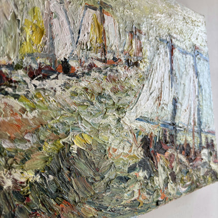 Vintage Seascape Oil Painting "Sailing Boat" Expressive Small Art Holland Art Shop
