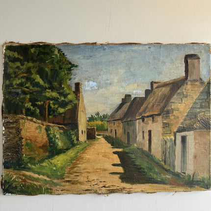 Detailed Cityscape Oil Painting "Thatched Roof" Original Art Holland Art Shop