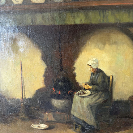 Remarkable Oil Painting Interior "Kitchen Waitress" Handcrafted Medium Artwork Holland Art Shop