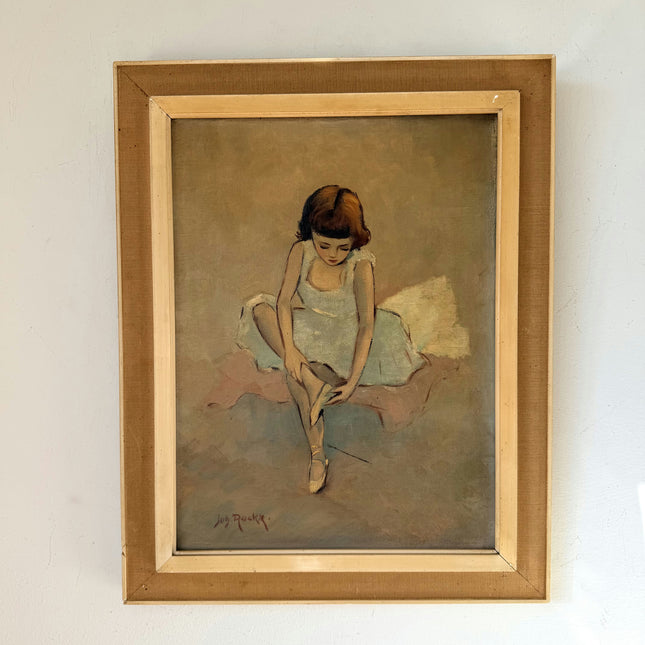 Handcrafted Oil Painting Portrait "Ballet Slipper Girl" Wonderful Medium Artwork Holland Art Shop