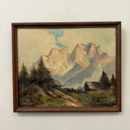 Authentic Landscape Oil Painting "Mountain Peak" Elegant Small Artwork Holland Art Shop