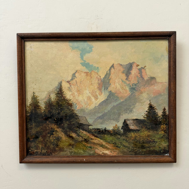 Authentic Landscape Oil Painting "Mountain Peak" Elegant Small Artwork Holland Art Shop