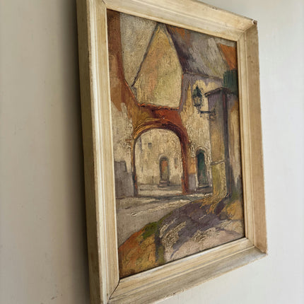Traditional Cityscape Oil Painting "Stone Arch" Vintage Belgique Artwork Holland Art Shop