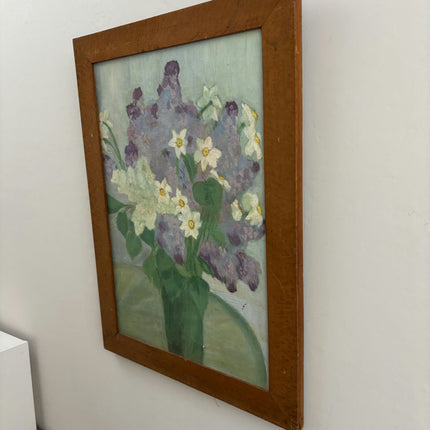 Handcrafted Flowery Still Life Oil Painting "Vase Flowers" Vintage Artwork Holland Art Shop