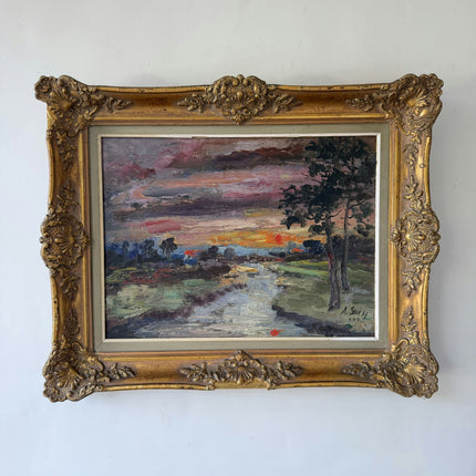 Traditional Landscape Oil Painting "Gilded Frame" Original Art Holland Art Shop