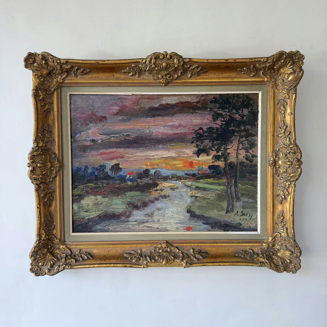 Traditional Landscape Oil Painting "Gilded Frame" Original Art Holland Art Shop