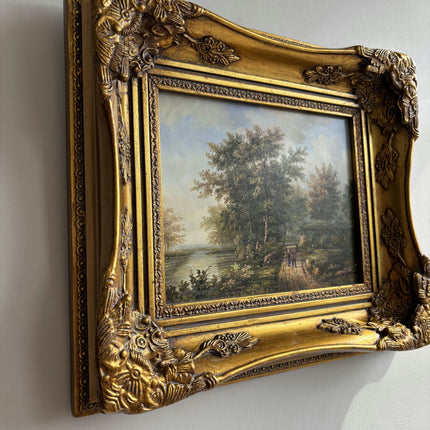 Classic Landscape Oil Painting "Ornate Frame" Original Small Artwork Holland Art Shop