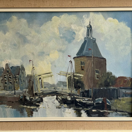Elegant Harbor Scene Oil Painting "Harbor Tower" Timeless Artwork Holland Art Shop