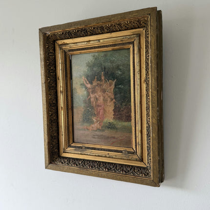 19th Century Antique Figurative Oil Painting "Dancing Nymph" Small Artwork Holland Art Shop