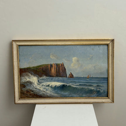 Vintage Interior Oil Painting "Framed Seascape" Rustic Art Holland Art Shop