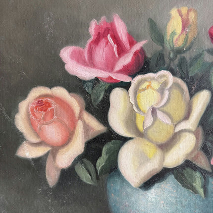 Authentic Floral Still Life Oil Painting "Blue Vase" Vintage Art Holland Art Shop