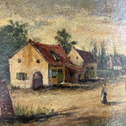 1924 Antique Landscape Oil Painting "Gilded Frame" Small Art Holland Art Shop