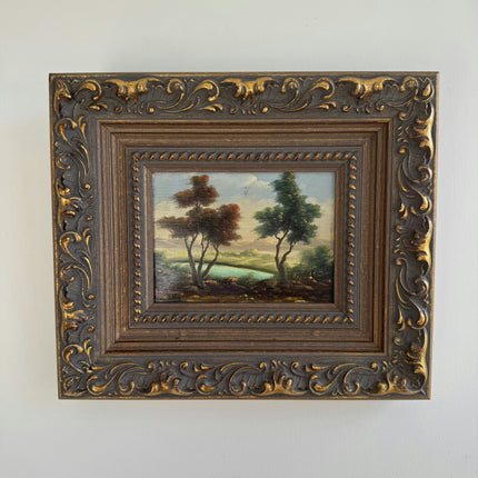 Elegant Landscape Oil Painting "Ornate Frame" Handcrafted Small Artwork Holland Art Shop