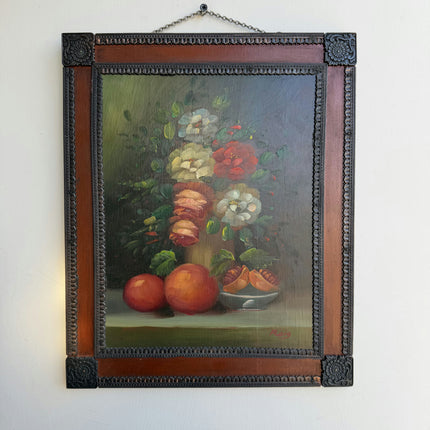 Expressive Floral Still Life Oil Painting "Peach Bowl" Timeless Small Art Holland Art Shop