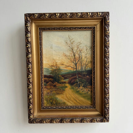 1929 Landscape Oil Painting "Country Path" Small Artwork Holland Art Shop