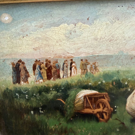 19th Century Antique Figurative Oil Painting "Woman Standing" Small Art Holland Art Shop