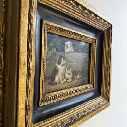Detailed Animals Oil Painting "Three Kittens" Expressive Small Artwork Holland Art Shop