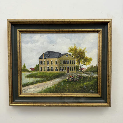 Timeless Cityscape Oil Painting "Yellow Mansion" Classic Small Artwork Holland Art Shop