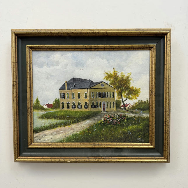 Timeless Cityscape Oil Painting "Yellow Mansion" Classic Small Artwork Holland Art Shop