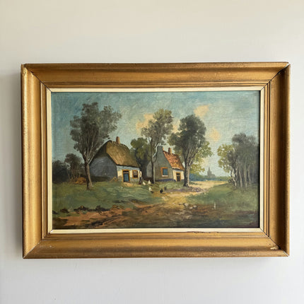 Refined Landscape Oil Painting "Thatched Cottage" Handcrafted Large Art Holland Art Shop