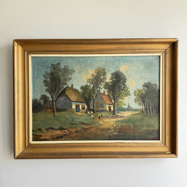 Refined Landscape Oil Painting "Thatched Cottage" Handcrafted Large Art Holland Art Shop