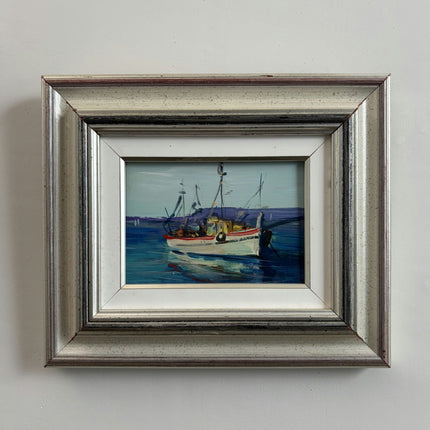 Detailed Harbor Scene Oil Painting "Framed Painting" Authentic Small Artwork Holland Art Shop