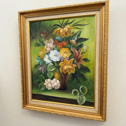 Elegant Floral Still Life Oil Painting "Flower Bouquet" Vintage Artwork Holland Art Shop