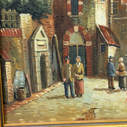 Traditional Cityscape Oil Painting "Village Gate" Handcrafted Small Artwork Holland Art Shop