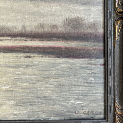 Rustic Seascape Oil Painting "Ornate Frame" Original Large Artwork Holland Art Shop
