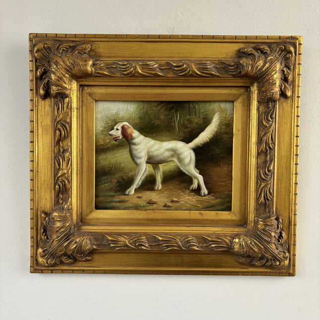 Handcrafted Oil Painting Animals "Playful Pup" Original Medium Artwork