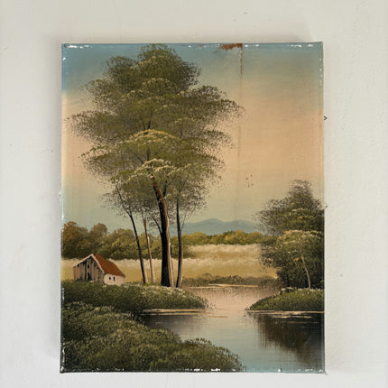 Authentic Landscape Oil Painting "Tall Trees" Original Small Art Holland Art Shop