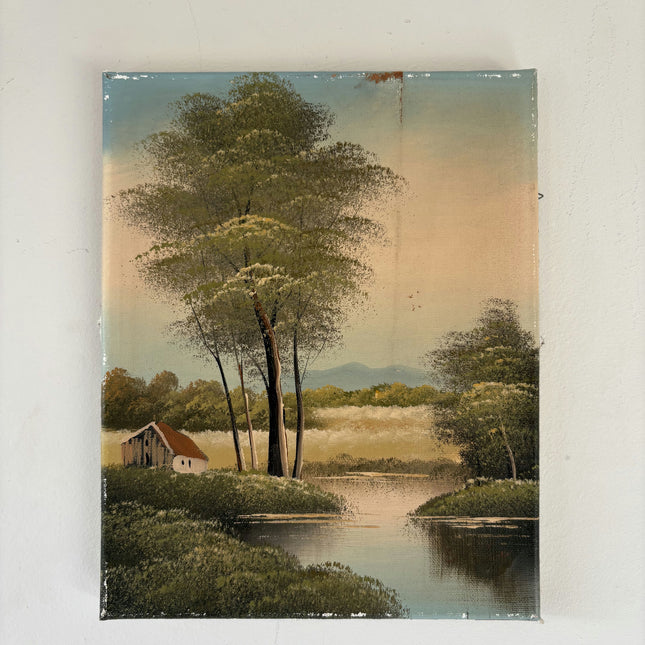 Authentic Landscape Oil Painting "Tall Trees" Original Small Art Holland Art Shop
