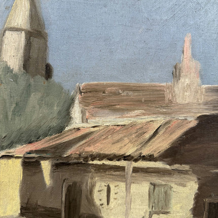 1940 Cityscape Oil Painting "Village Street" Artwork Holland Art Shop