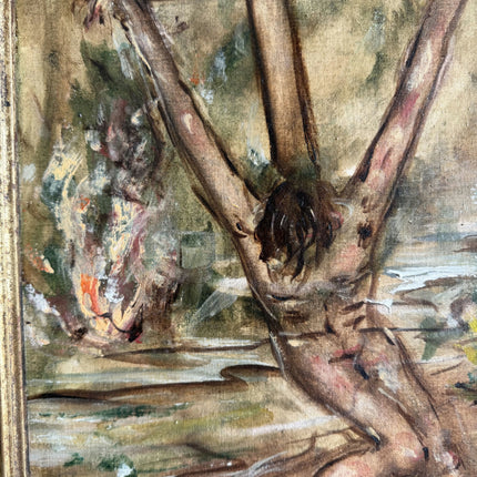 Rustic Religious  Oil Painting "Crucified Figure" Expressive Art Holland Art Shop