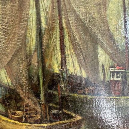 Original Seascape Oil Painting "Fishing Boats" Timeless Art Holland Art Shop