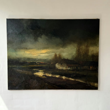 Classic Landscape Oil Painting "Rural House" Rustic Large Artwork Holland Art Shop