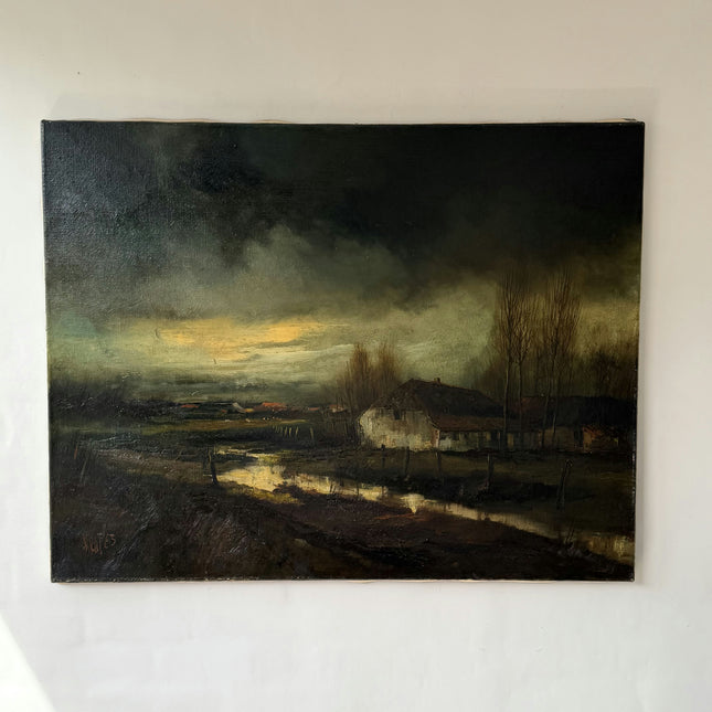 Classic Landscape Oil Painting "Rural House" Rustic Large Artwork Holland Art Shop