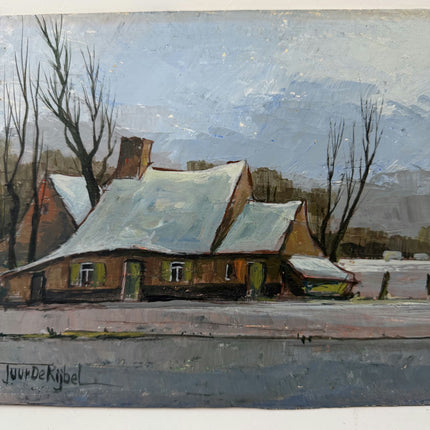 Handcrafted Winter Landscape Oil Painting "Snowy House" Refined Small Art Holland Art Shop