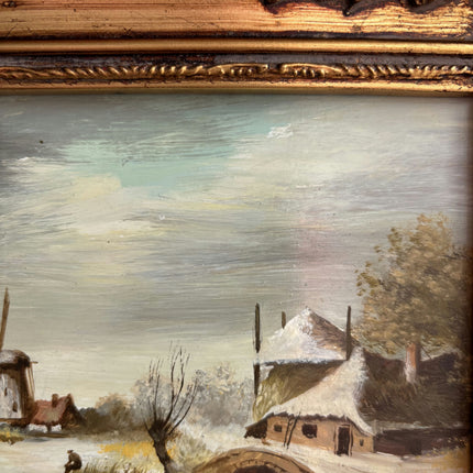 Expressive Winter Landscape Oil Painting "Gilded Frame" Timeless Small Artwork Holland Art Shop