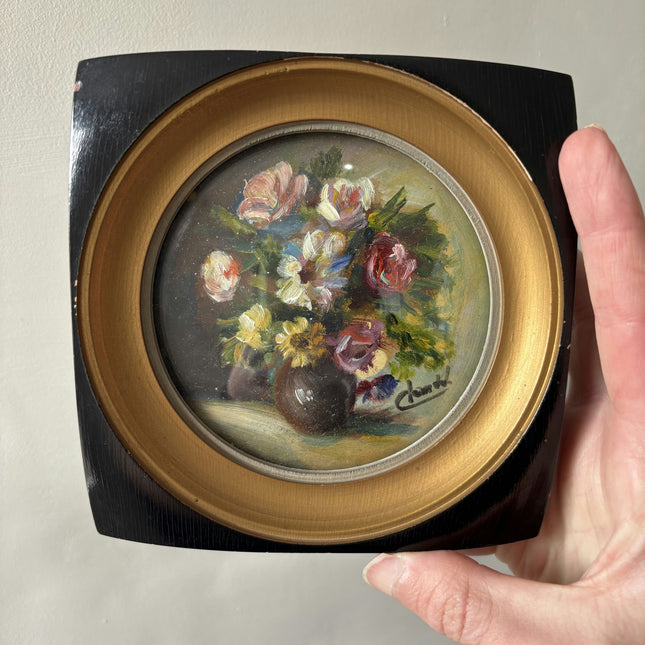 Elegant Floral Still Life Oil Painting "Round Painting" Detailed Small Art Holland Art Shop