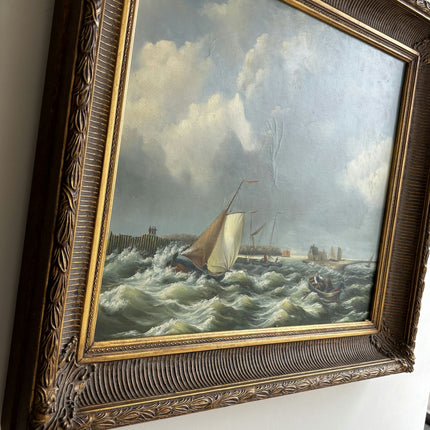 Elegant Seascape Oil Painting "Sailing Boat" Detailed Large Art Holland Art Shop