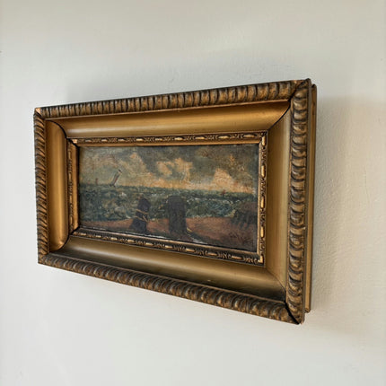 Antique Seascape Oil Painting "Stormy Sea" Original Small Art Holland Art Shop