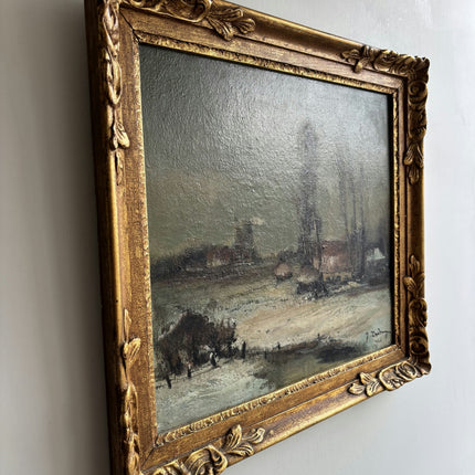 Classic Winter Landscape Oil Painting "Gilded Frame" Traditional Belgique Art Holland Art Shop