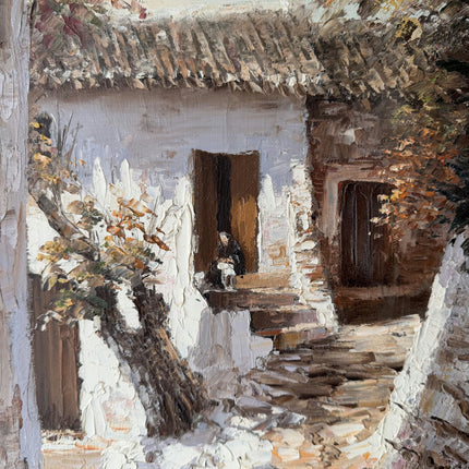 Detailed Figurative Oil Painting "White Cottage" Authentic Art Holland Art Shop