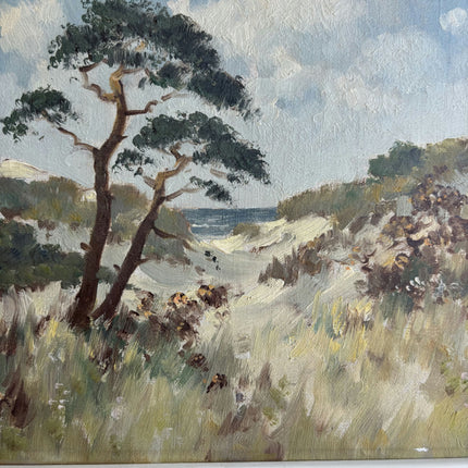 Original Seascape Oil Painting "Coastal Tree" Detailed Small Art Holland Art Shop